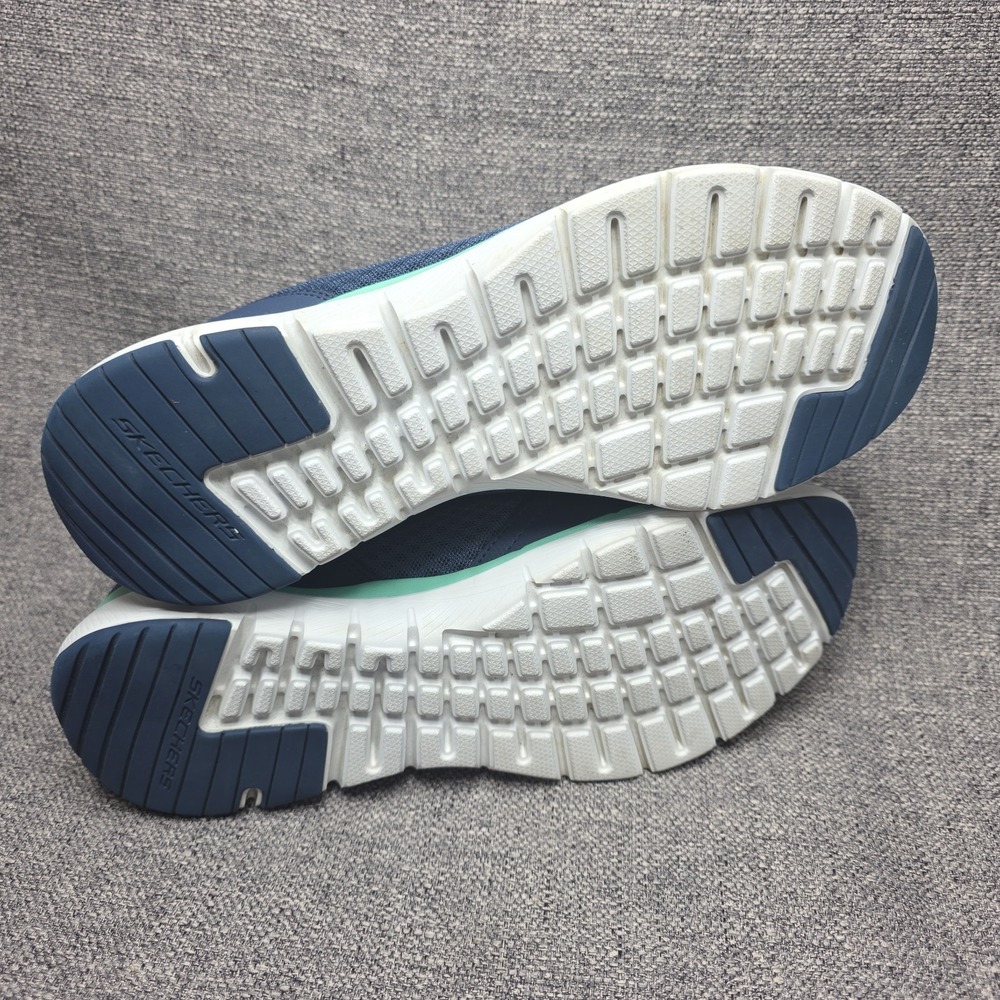 Skechers Lite-Weight Sneakers Women 10 Navy Blue Mint Green Mesh Athletic Shoes - Picture 7 of 7
